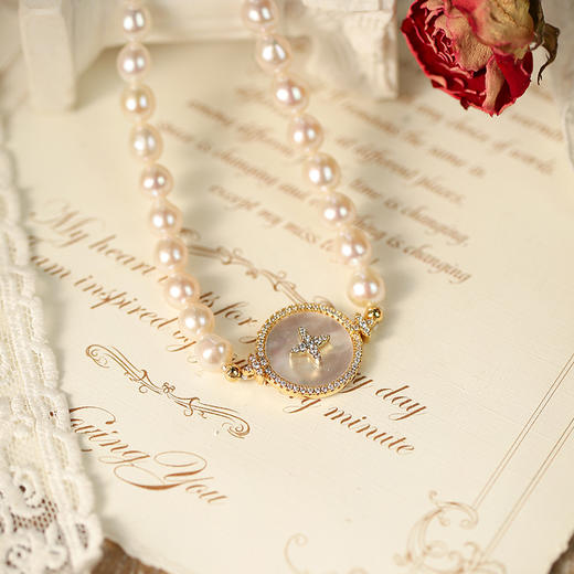 Manreya玛芮雅「以爱之名-爱若星河」淡水AK珍珠法式项链 商品图6