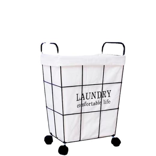 带盖带轮收纳筐 大号玩具家居脏衣篓 铁艺滑轮浴室简约收纳脏衣篮 商品图4