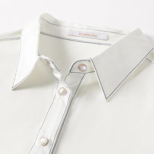 【高定款】罗蒙春秋女士长袖衬衫精致翻领商务通勤洋气质感缎面衬衣女 商品图6