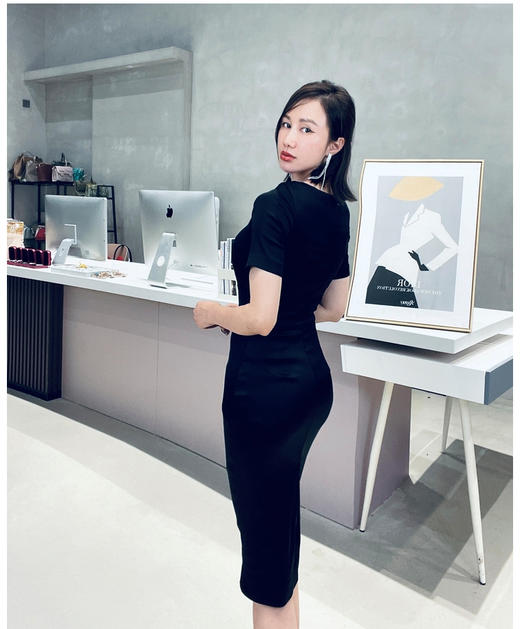 颈袖添香-连衣裙-“仪式感系列”J20284351A颈袖添香女装新款修身气质显瘦型OL通勤包臀职场装连衣裙J20284351A 商品图6