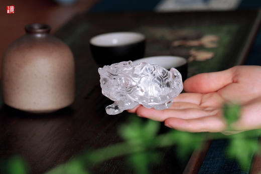 一对天然白水晶龙龟摆件 商品图3