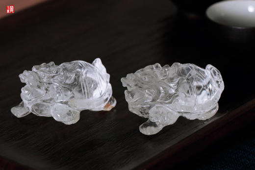 一对天然白水晶龙龟摆件 商品图2