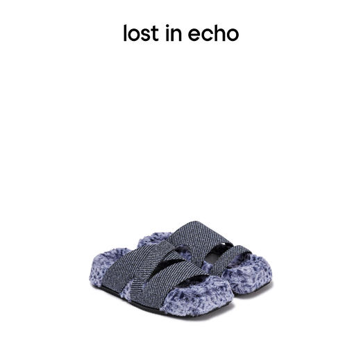 lost in echo 设计师品牌 不对称设计舒适毛毛外穿ins潮女士拖鞋沙发拖 商品图0