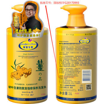 琴叶（Q&Y）侧柏叶生姜洗发水1000ml 经典P104 防脱育发 强根保养 韧发控油 商品图0