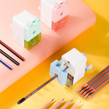 得力（deli）简约式学生削笔机/铅笔削笔器/卷笔刀/转笔刀自动排断芯儿童学生文具生日开学礼物蓝色 商品图0