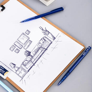 得力（deli）0.7mm按动60支圆珠笔中油笔 蓝色原子笔 办公用品 商品图0