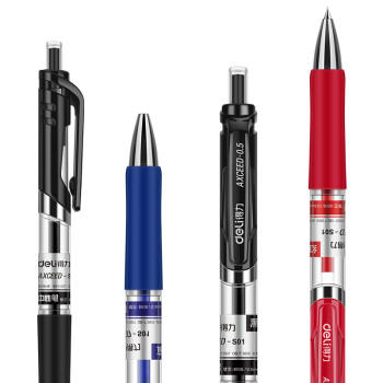 得力（deli）按动中性笔 0.5mm子弹头经典办公签字笔 S01水笔按动笔  9黑2红1蓝 33513 商品图2