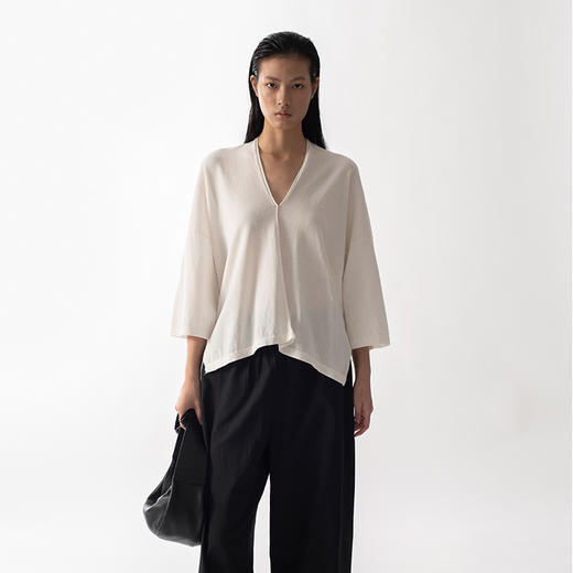 322工房新款16针单边针法有机棉针织罩衫 商品图0