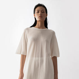 322工房新款16针芝麻点针法有机棉混纺针织T恤短裤两件套