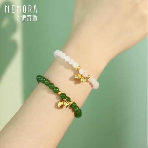 和合莲年足金和田玉手链两世欢黄金莲蓬莲花转运珠碧玉天河石手串HB3144 商品图1