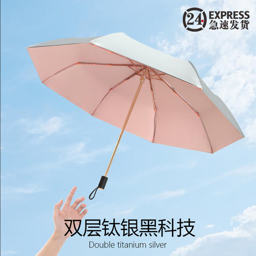 复古双层太阳伞女超强防晒防紫外线折叠晴雨两用黑胶遮阳伞upf50+ 商品图0