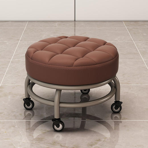 滑轮矮凳带万向轮小凳子家用美缝儿童学步换鞋擦地茶几宝宝圆板凳 商品图5