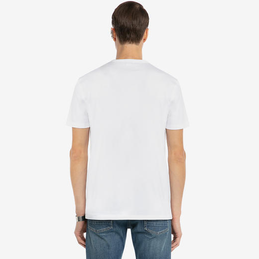 ALEXANDER MCQUEEN 亚历山大麦昆 男士棉质骷髅图案徽标圆领短袖T恤 白色 705010 QTZ16 0900 商品图2
