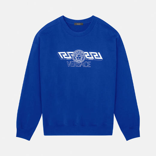 VERSACE 范思哲 男士棉质LA GRECA MEDUSA 希腊美杜莎印花长袖卫衣 蓝色 1003992 1A02861 1UC30 商品图0