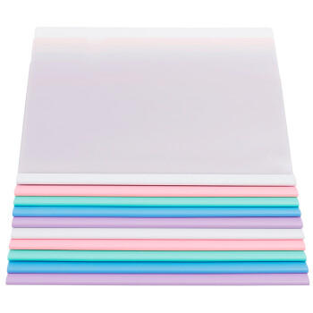 天章 （TANGO） 新绿天章 抽杆夹拉杆夹资料夹文件夹透明5色水滴形10个装A4简历夹报告夹试卷夹纸夹书夹办公 9087 商品图1