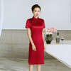 YS-05650婚礼服夏季年轻喜婆婆婚宴装红色长款改良旗袍连衣裙 商品缩略图0