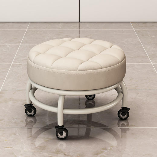 滑轮矮凳带万向轮小凳子家用美缝儿童学步换鞋擦地茶几宝宝圆板凳 商品图2