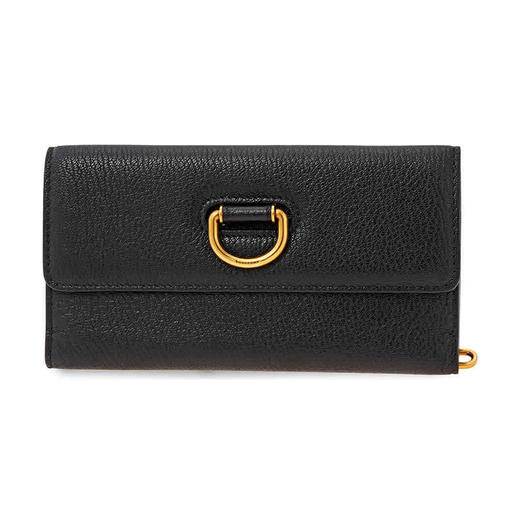BURBERRY 巴宝莉 女士D 形环粒纹皮革欧式钱包票夹 黑色 4074955 00100 商品图0
