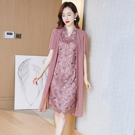 LC-2269夏季两件套优雅连衣裙婚礼服结婚喜婆婆婚宴高贵套装裙子 商品图4