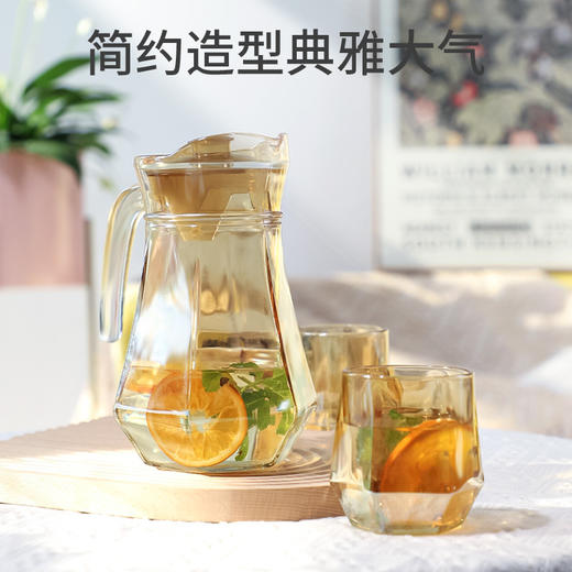 「一壶六杯套装！ins风」北欧简约琥珀色玻璃杯凉白开水冷水壶水具杯子居家日用套装餐饮用具 商品图1