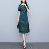 碎花连衣裙妈妈夏装短袖裙子夏季气质大码显瘦长裙复古 JH8057 商品缩略图3