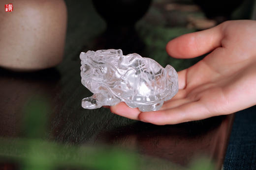 一对天然白水晶龙龟摆件 商品图5