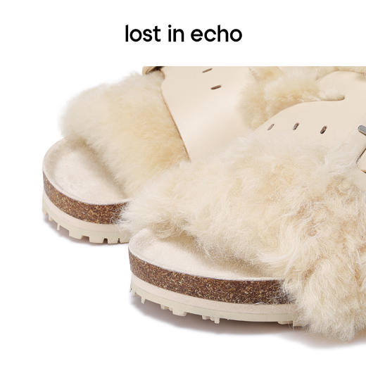 [断码]lost in echo 设计师品牌扣带装饰毛毛厚底拖鞋外穿一脚蹬拖鞋女沙发拖 商品图4