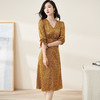 剩S/M 米思阳2025春季新款知性优雅印花七分袖连衣裙高腰显瘦中长裙2139 商品缩略图3