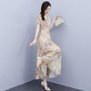 NYL92235新款时尚优雅气质修身显瘦V领短袖中长款雪纺碎花连衣裙 商品缩略图4