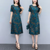 碎花连衣裙妈妈夏装短袖裙子夏季气质大码显瘦长裙复古 JH8057 商品缩略图0