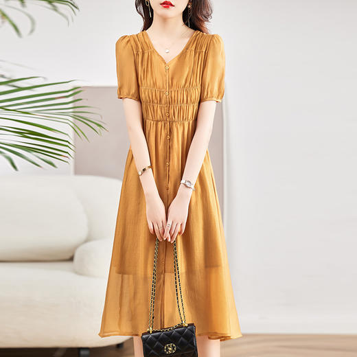 雾中女孩连衣裙女2022新款夏季气质名媛女神范高级感中长裙子 HR-WM981559 商品图0