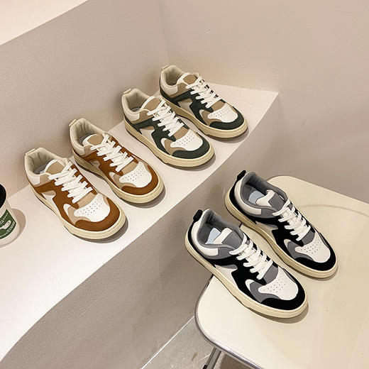 「可盐可甜！种草新鞋履」德训小白鞋 女平底学生韩版板鞋女网红潮休闲鞋女 商品图3