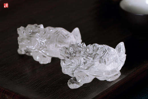 一对天然白水晶龙龟摆件 商品图6