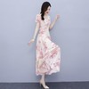 NYL92235新款时尚优雅气质修身显瘦V领短袖中长款雪纺碎花连衣裙 商品缩略图5