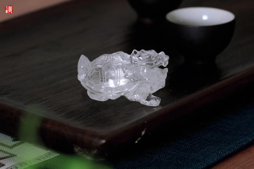 一对天然白水晶龙龟摆件 商品图2