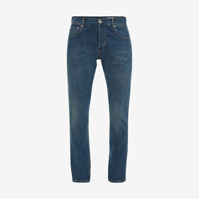 ALEXANDER MCQUEEN 亚历山大.麦昆 男士棉质水洗 McQueen 涂鸦休闲牛仔裤 蓝色 666650 QTY34 4001