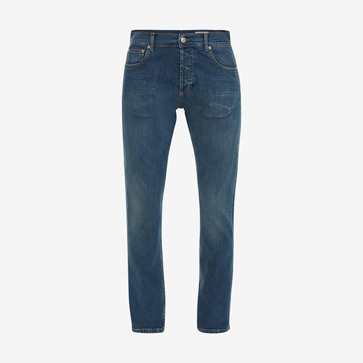 ALEXANDER MCQUEEN 亚历山大.麦昆 男士棉质水洗 McQueen 涂鸦休闲牛仔裤 蓝色 666650 QTY34 4001 商品图0