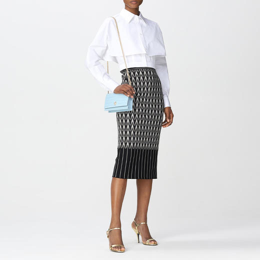 ALEXANDER MCQUEEN 亚历山大麦昆 女士小号鳄鱼纹骷髅斜挎单肩包 浅蓝色 613088 1HB0G 4506 商品图3