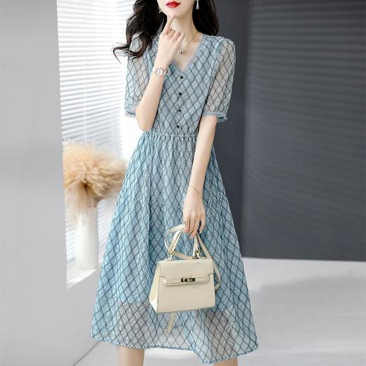 2022夏时尚蓝色轻薄清爽裙子连衣裙 YX9306 商品图1