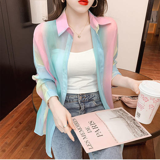 TZW-新款户外透气百搭薄款冰丝彩虹开衫外套 商品图8