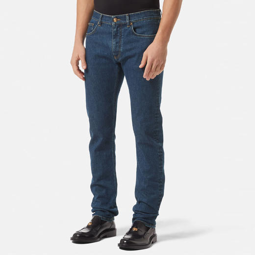 VERSACE 范思哲 男士棉质刺绣美杜莎修身牛仔裤 蓝色 1006078 1A04333 1D030 商品图1