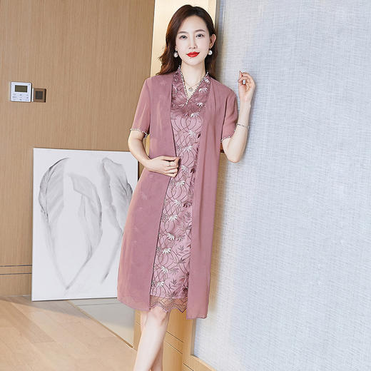 LC-2269夏季两件套优雅连衣裙婚礼服结婚喜婆婆婚宴高贵套装裙子 商品图3