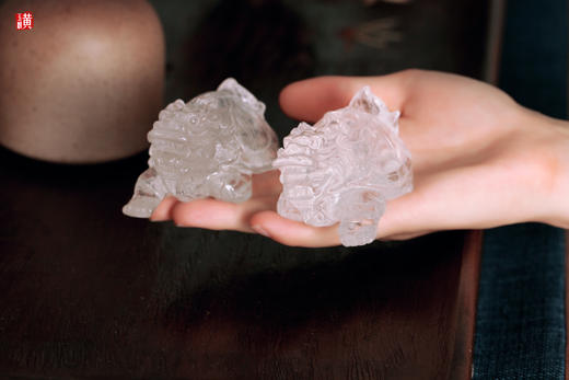 一对天然白水晶龙龟摆件 商品图5