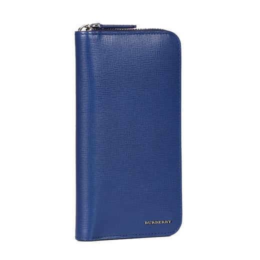 BURBERRY 巴宝莉 女士小牛皮金属字母徽标长款钱包票夹 蓝色 4065520 40560 商品图0