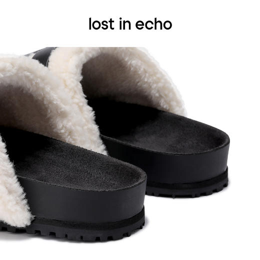 [断码]lost in echo 设计师品牌扣带装饰毛毛厚底拖鞋外穿一脚蹬拖鞋女沙发拖 商品图5