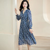 剩S 米思阳新款优雅气质碎花连衣裙压褶收腰垂感大摆裙2446 商品缩略图0