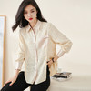 米思阳2026春季新款时尚小香风衬衫拼接醋酸薄款宽松长袖衬衣2140 商品缩略图0