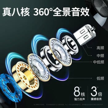 兰士顿 电脑耳机有线双插头双孔带麦克风 笔记本台式机电竞K歌游戏直播语音二合一 V6双插头-2M黑色 商品图3