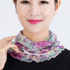 NL-真丝印花围脖桑蚕丝网眼真丝围脖套头围巾丝巾遮阳春夏百搭假领子脖套女 商品缩略图1