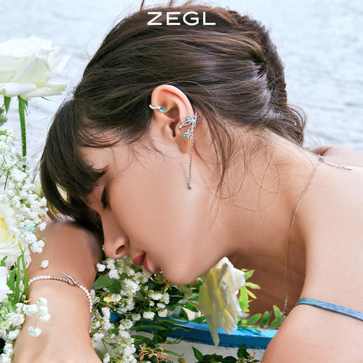 ZEGL设计师雨林系列耳妆盘耳夹女夏无耳洞耳骨夹银针耳钉耳环耳饰 商品图4